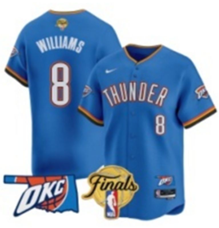 Men 2025 Oklahoma City Thunder #8 Williams Blue Nike Joint Name NBA Jersey style 41